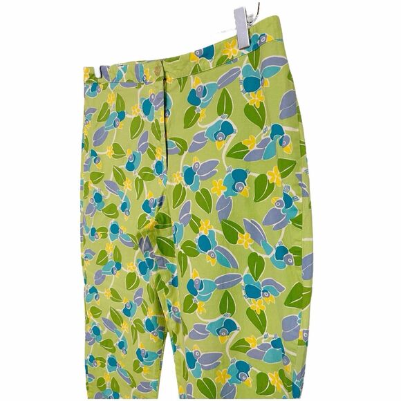 Lilly Pulitzer VTG White Tag Crop Florence Pants Sz 12 Two Jays Toucan J29 - Picture 2 of 5
